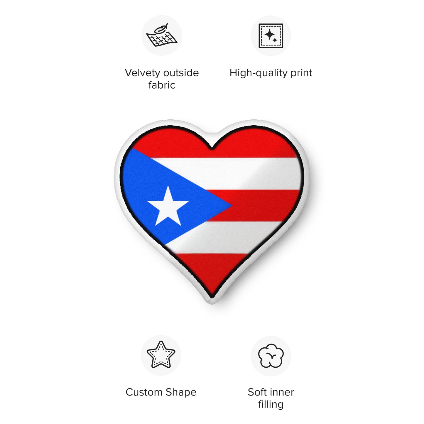 Puerto Rico heart-shaped pillow