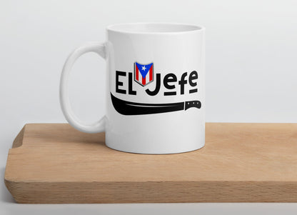 El Jefe White glossy mug