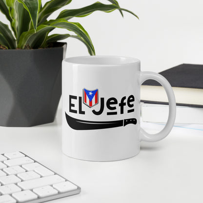 El Jefe White glossy mug